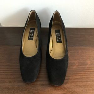 Stuart Weitzman Black Suede Block Heel Pumps